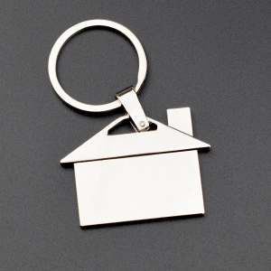 Llavero Metalico en forma de Casa, 7.1 x 4 cmts