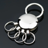 Llavero Metalico Circular con 4 anillos para llaves, tamaño 6.2 x 2.5 cmts