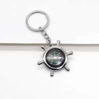 Llavero Metalico en forma de Timon con Brujula, 4.9 x 4.3 cmts