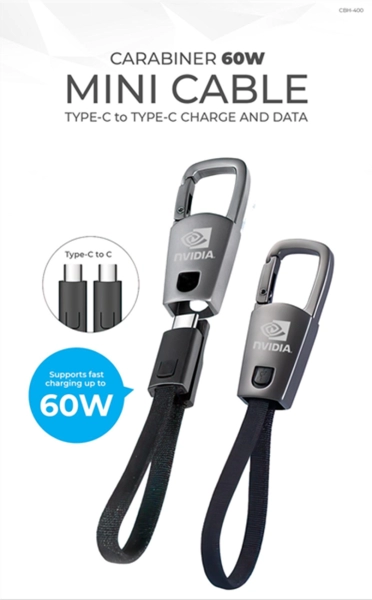 Llavero Metalico Carabinero Cargador de 60W, tipo C a Tipo C