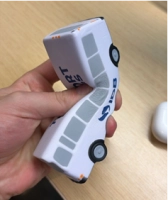 Bus Antistress, elaborado en PU, tamaño 12.5 x 4.3 x 3.8 cmts