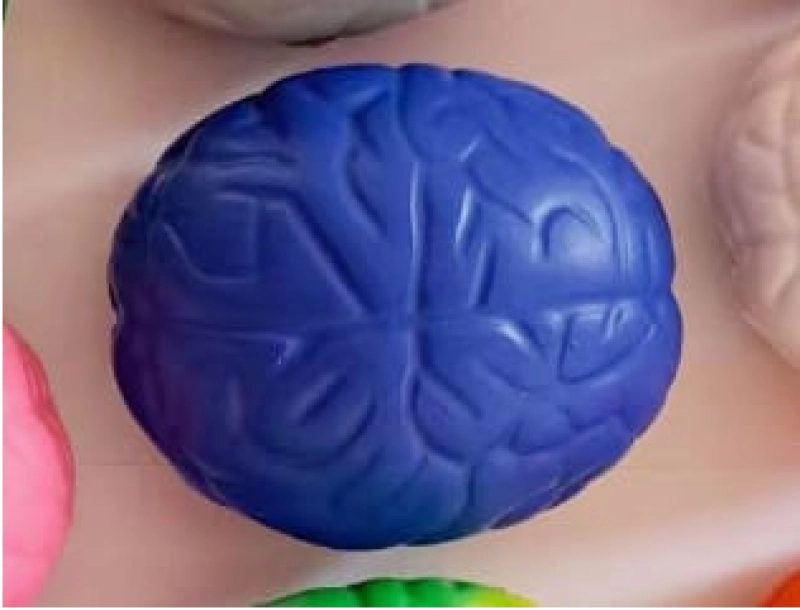 Cerebro Antistress, elaborado en PU, tamaño 7 x 4.8 x 4.5 cmts