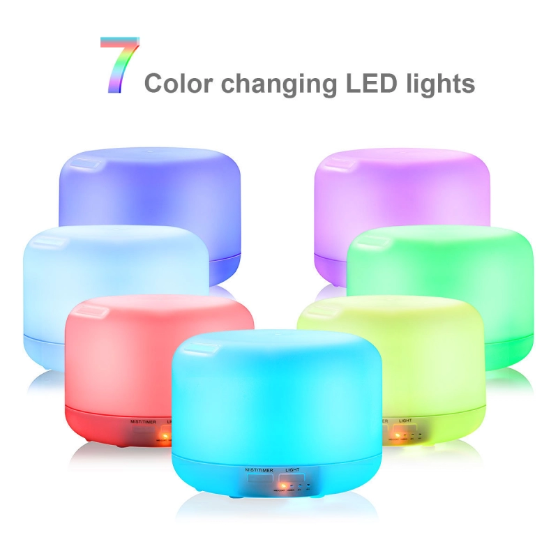 Difusor de Aromas para Aromaterapia, 500 ml, con luz LED, 12.5 x 16.8 cmts