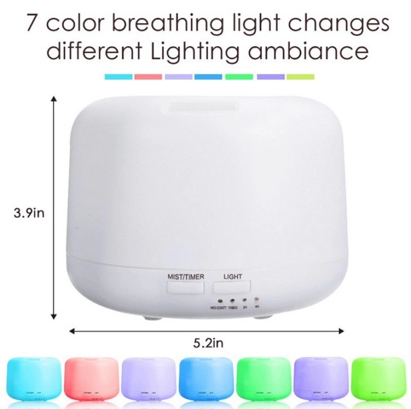Difusor de Aromas para Aromaterapia, 500 ml, con luz LED, 12.5 x 16.8 cmts