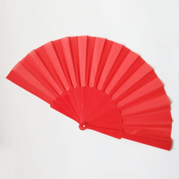 Ventilador o Abanico Manual, en plastico + poliester algodon, de 23 x 3.5 cm