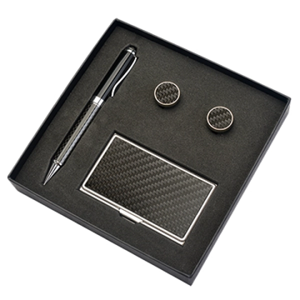 Set de Regalo en Caja, con Portatarjetas, Mancornas y Boligrafo