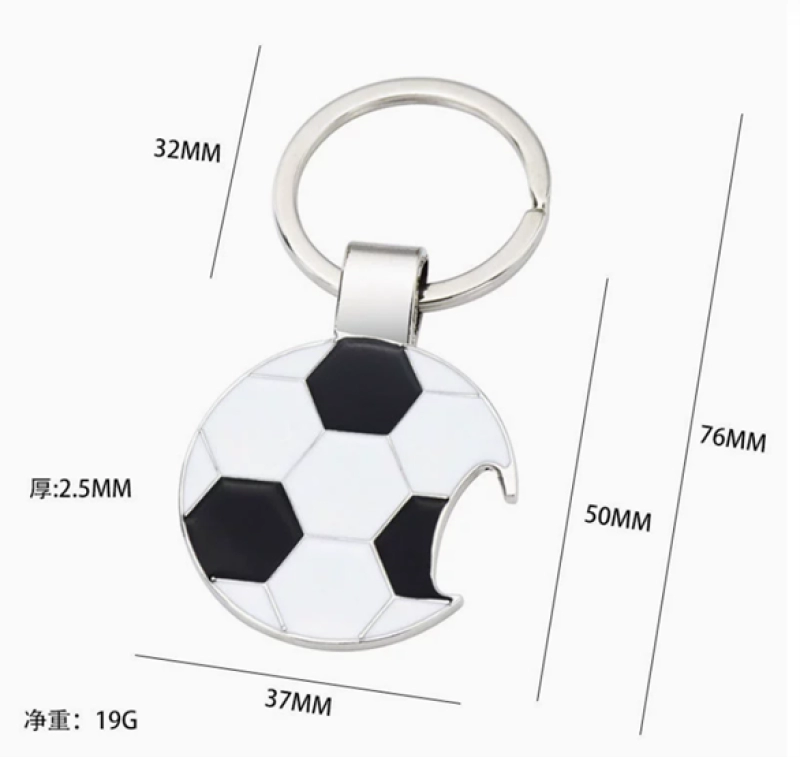 Llavero Metalico en forma de Balon de Futbol con Destapador