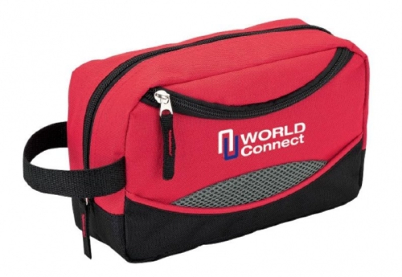 Organizador de Viaje Moscu, en lona, 25 x 15 x 8 cmts, doble bolsillo y con apliques