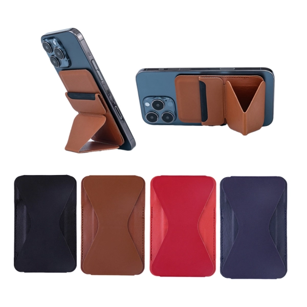 Stand Protector y Bolsillo Magsafe para Celular en PU, de 10 x 6.5 cmts