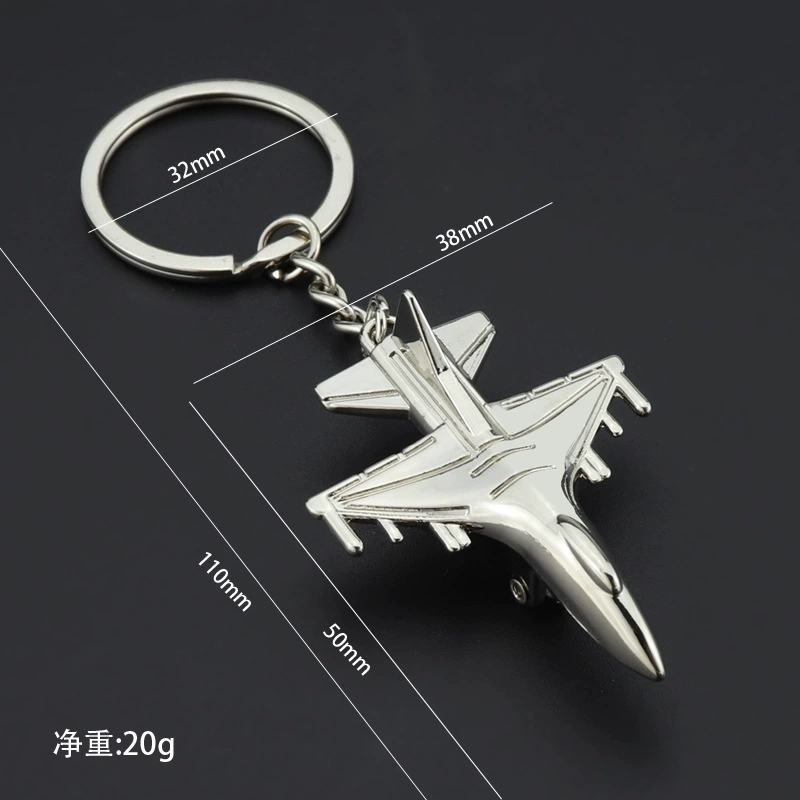 Llavero Metalico en forma de Avion, 3.8 x 5 cmts