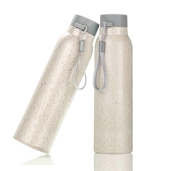 Botella Freckles, de vidrio, con cobertura de trigo, cordon, 350 ml, 20 x 6.2 cmts