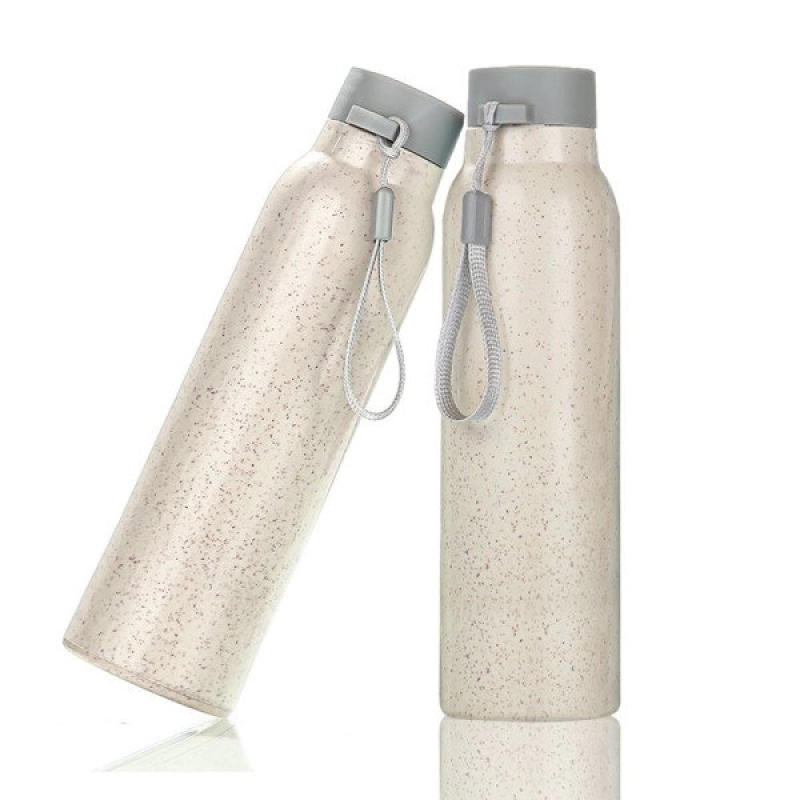 Botella Freckles, de vidrio, con cobertura de trigo, cordon, 350 ml, 20 x 6.2 cmts