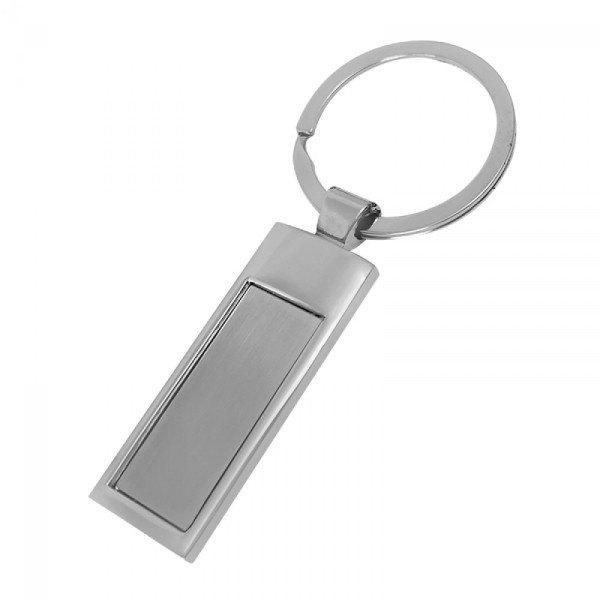 Llavero Rectangular metalico, acabado de lujo, 4.6 x 1.8 cmts
