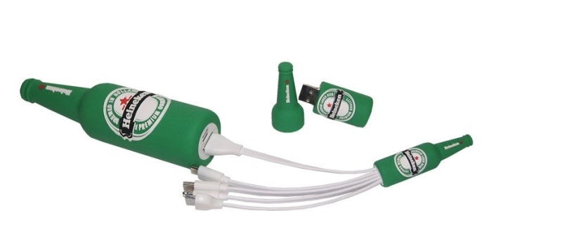 Cargador Power Bank en PVC en 3D en diseño especial de Botella de Cerveza