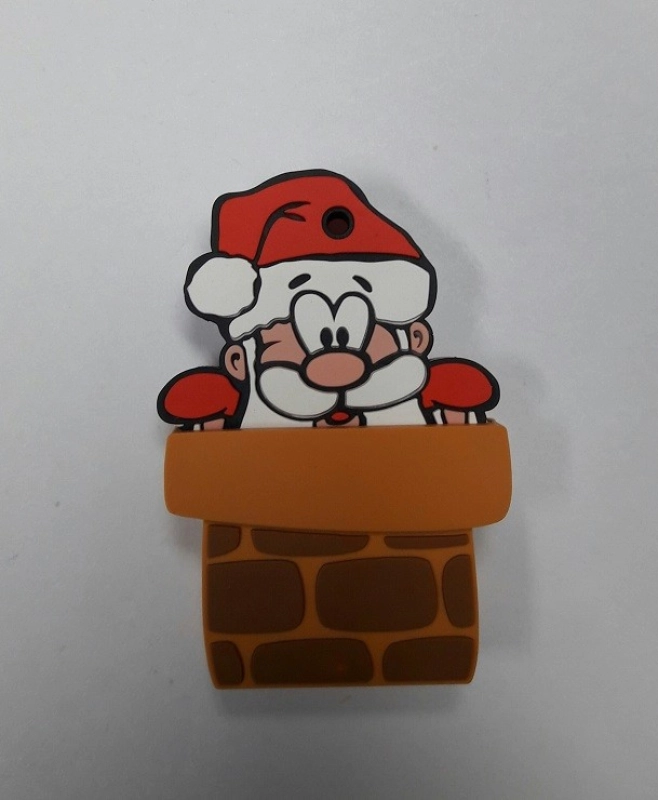 Memoria USB en PVC 2D diseño Papa Noel en Chimenea