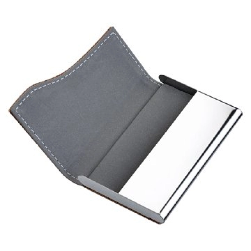 Porta Tarjetas elaborado en Aluminio y Cuero