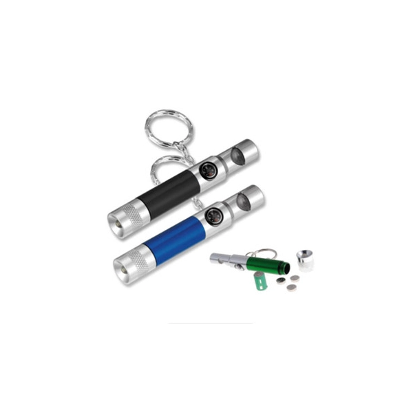 Llavero Wind Linterna, con silbato, brújula y linterna Led, 9.3 x 1.3 cmts