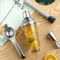 Set Moji, mezclador de 400 mlen vidrio y acero, con recetas para cocteles,