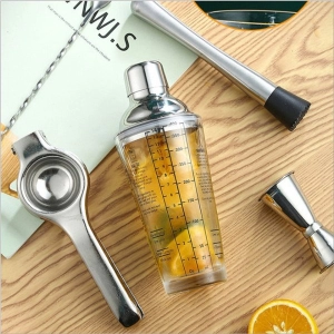 Set Moji, mezclador de 400 mlen vidrio y acero, con recetas para cocteles,